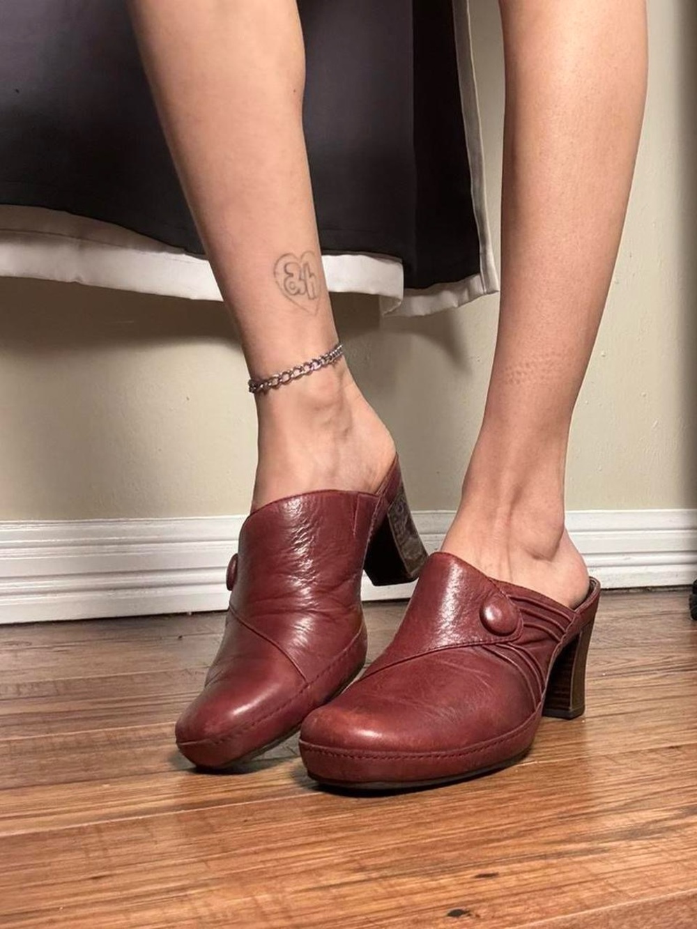 Burgundy Leather Clog Heels by Clark’s Artisan